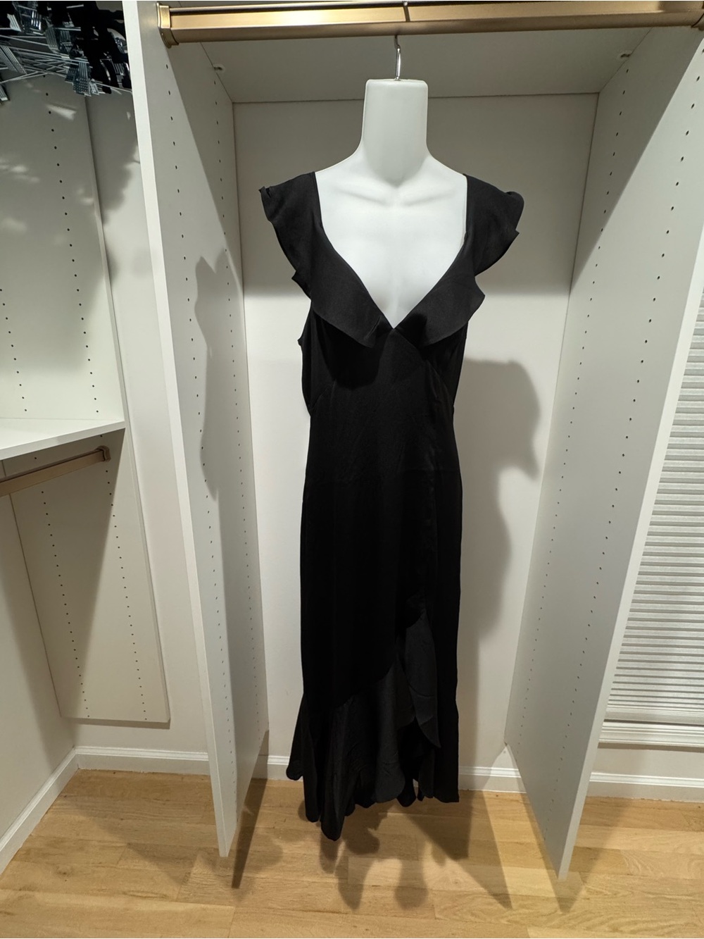 Express Black Ruffle V-Neck Maxi Dress